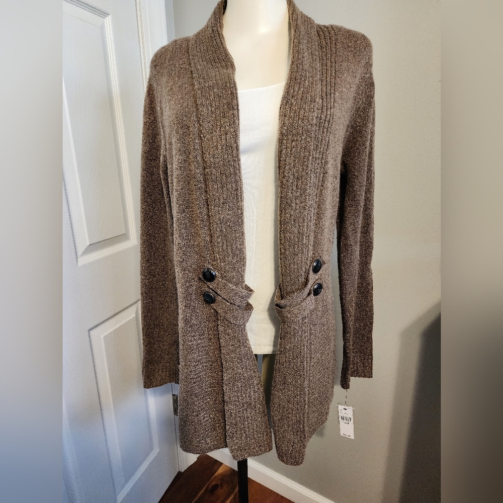 AB Studio Taupe Cardigan Sweater